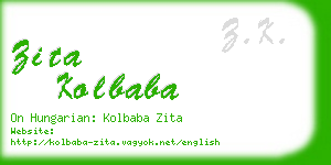 zita kolbaba business card